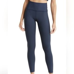 Beyond Yoga Caught In The Midi High Waist Yoga Leggings Navy Pinstripe NWT - Lrg